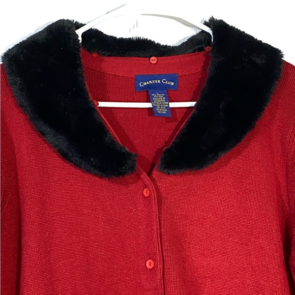 Charter Club women’s Red Cardigan/Jacket with Removable Black Cuffs Sz.L NWOT - Picture 4 of 8